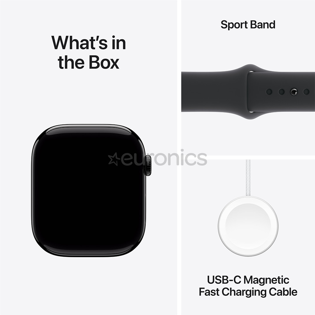 Apple Watch Series 10 GPS + Cellular, 46 mm, sport band, M/L, jet black aluminium / black - Smart watch