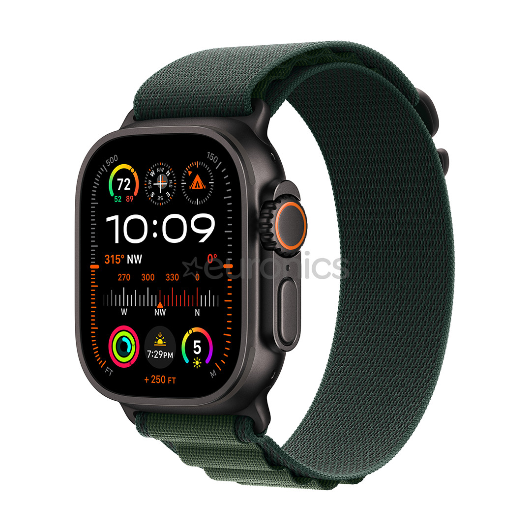 Apple Watch Ultra 2, 49 мм, Alpine Loop, Medium, черный титан / темно-зеленый - Смарт-часы
