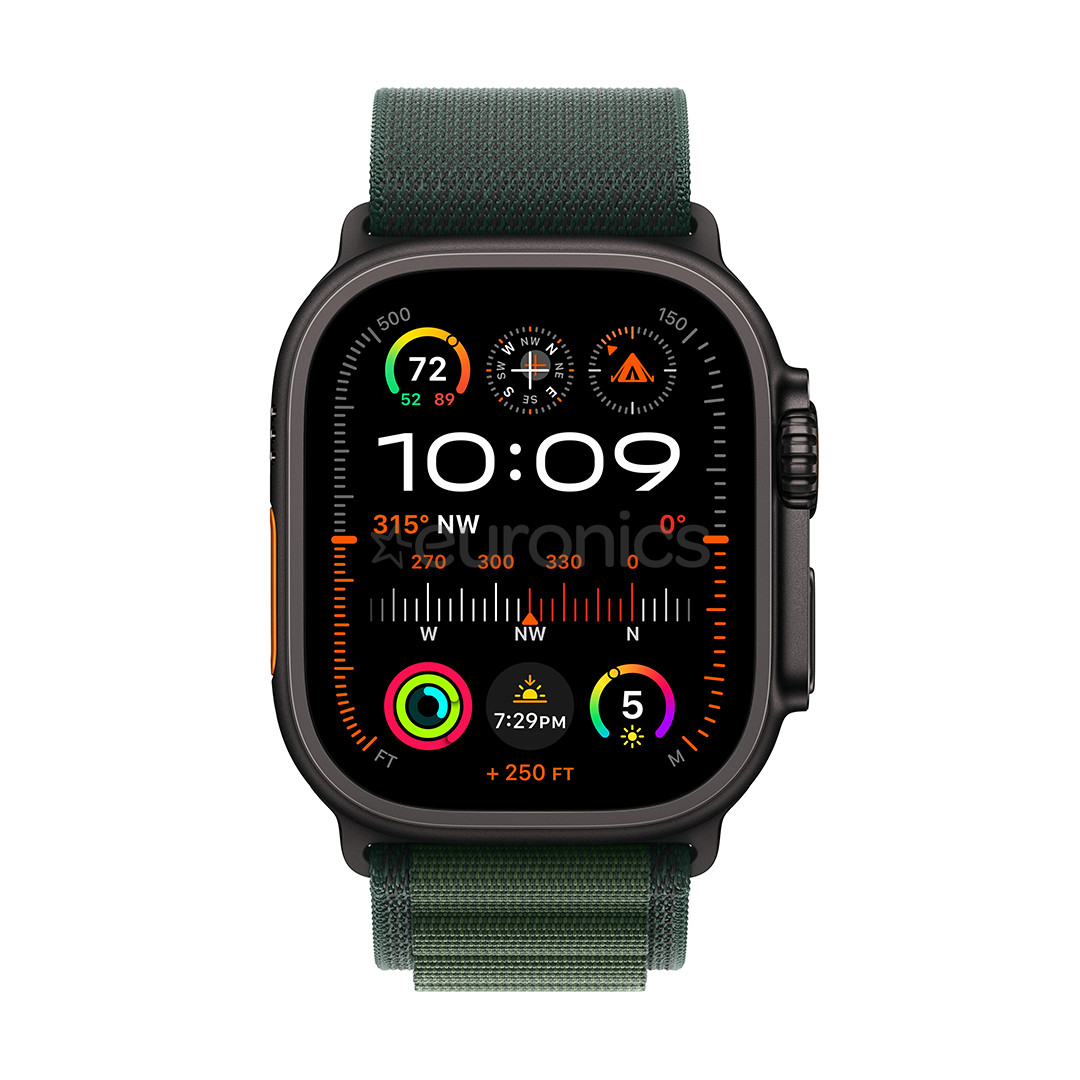 Apple Watch Ultra 2, 49 мм, Alpine Loop, Medium, черный титан / темно-зеленый - Смарт-часы