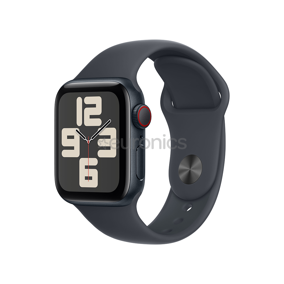Apple Watch SE, 40 mm, GPS + Cellular, sport band, M/L, must alumiinium / must - Nutikell