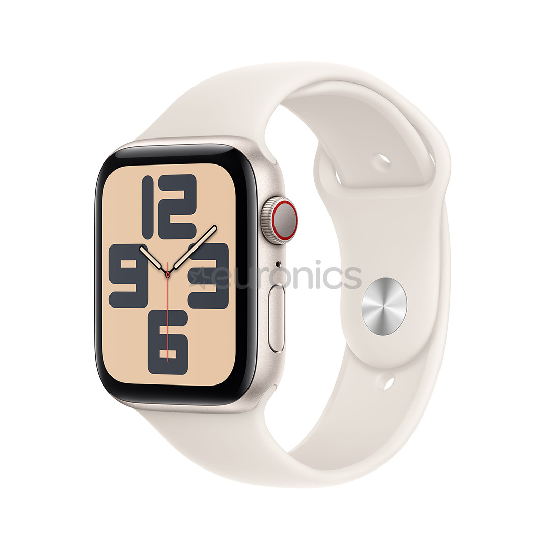 Apple Watch SE, 44 мм, GPS + Cellular, sport band, S/M, бежевый алюминий / бежевый - Смарт-часы