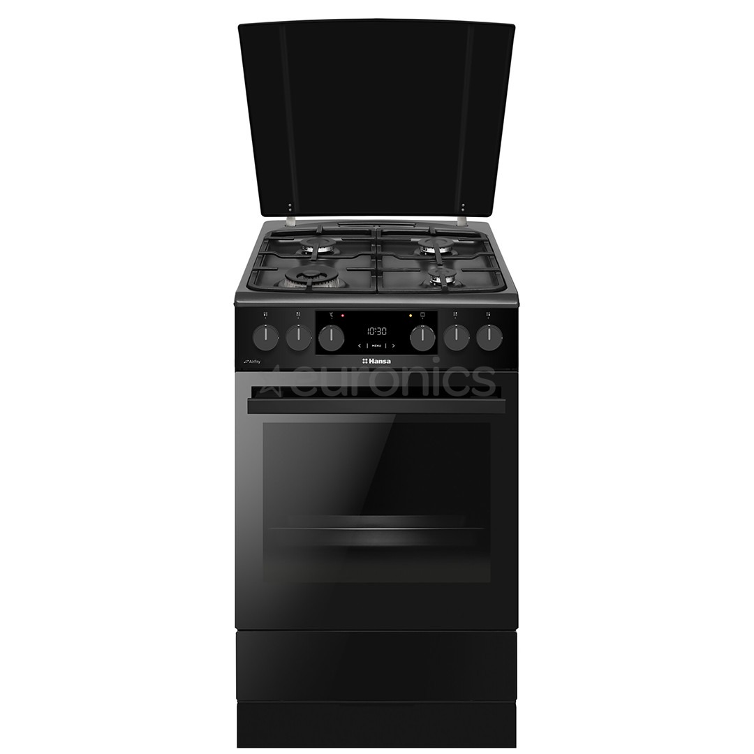 Hansa, 65 L, width 50 cm, matte black - Gas cooker with electric oven