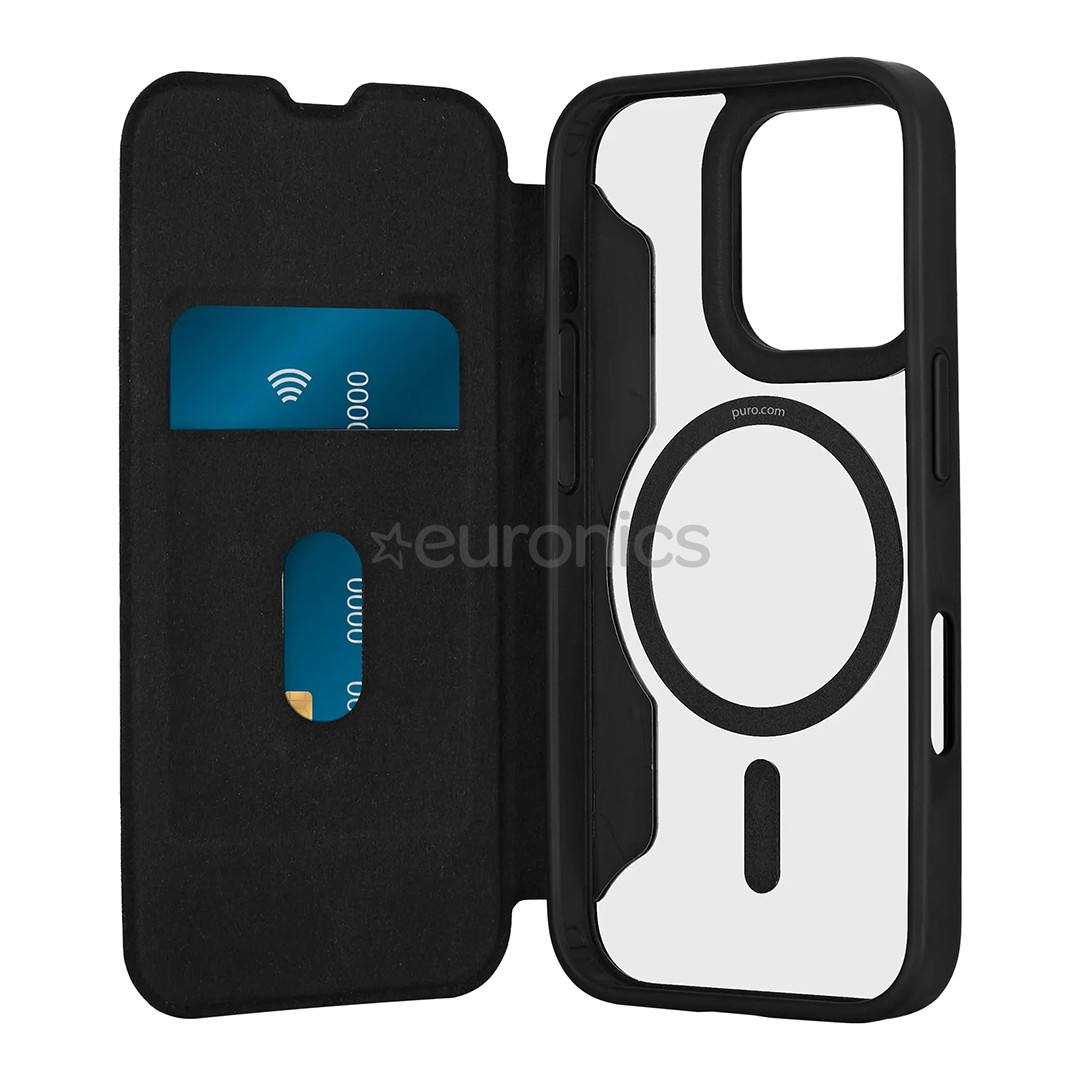 Puro BOOK MAG Booklet Case for iPhone 16 Pro, black - Case