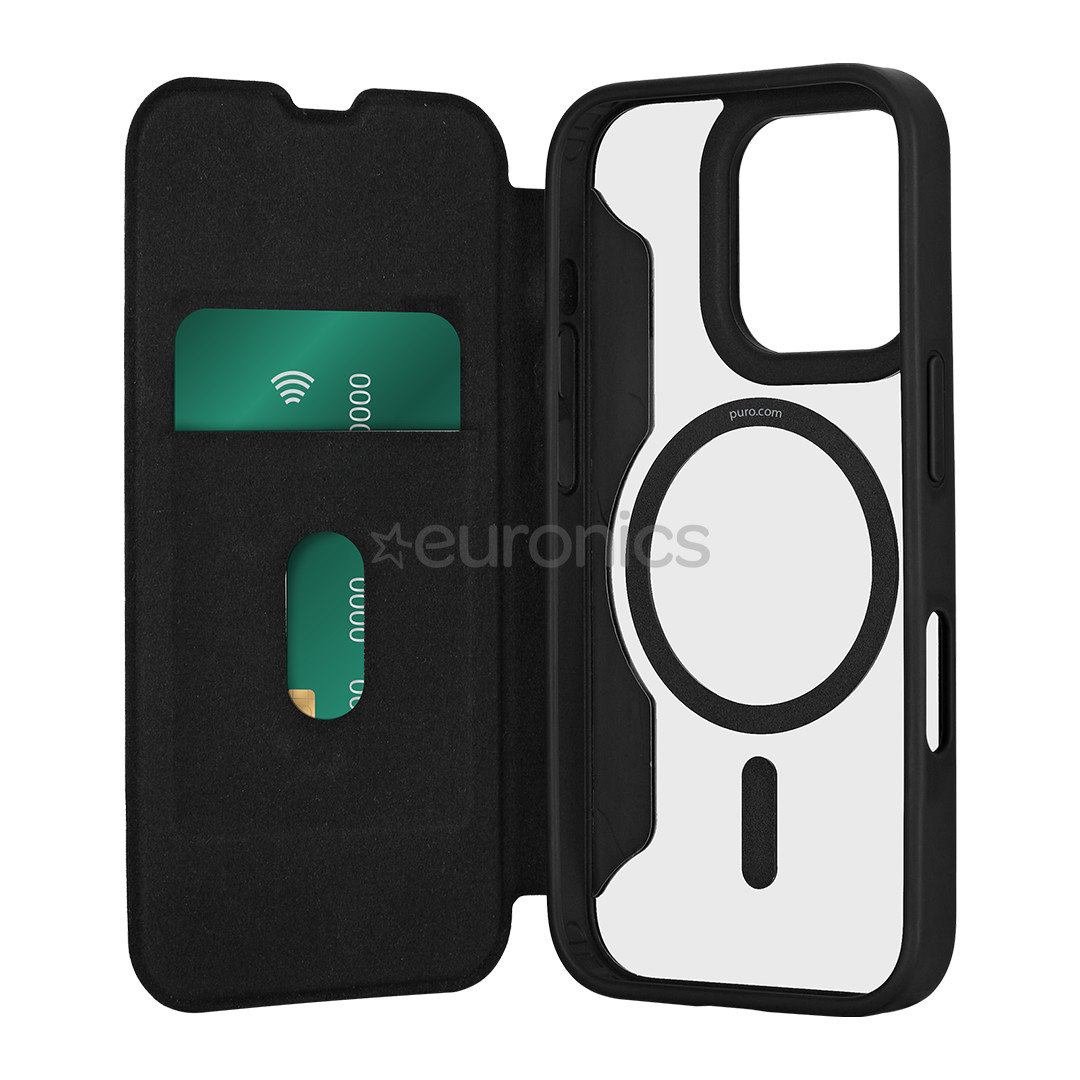 Puro BOOK MAG Booklet Case for iPhone 16 Pro Max, черный - Чехол