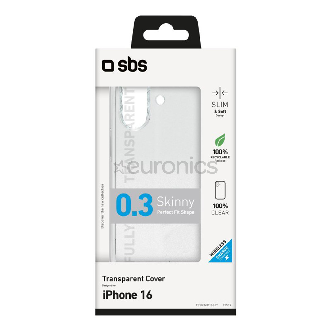 SBS Skinny cover, iPhone 16, transparent - Case