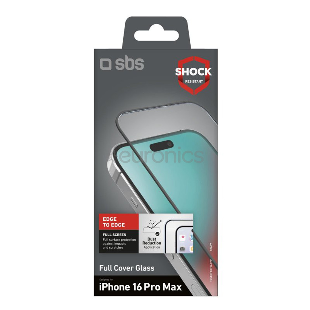 SBS Full Cover Glass Screen Protector, iPhone 16 Pro Max - Screen protector