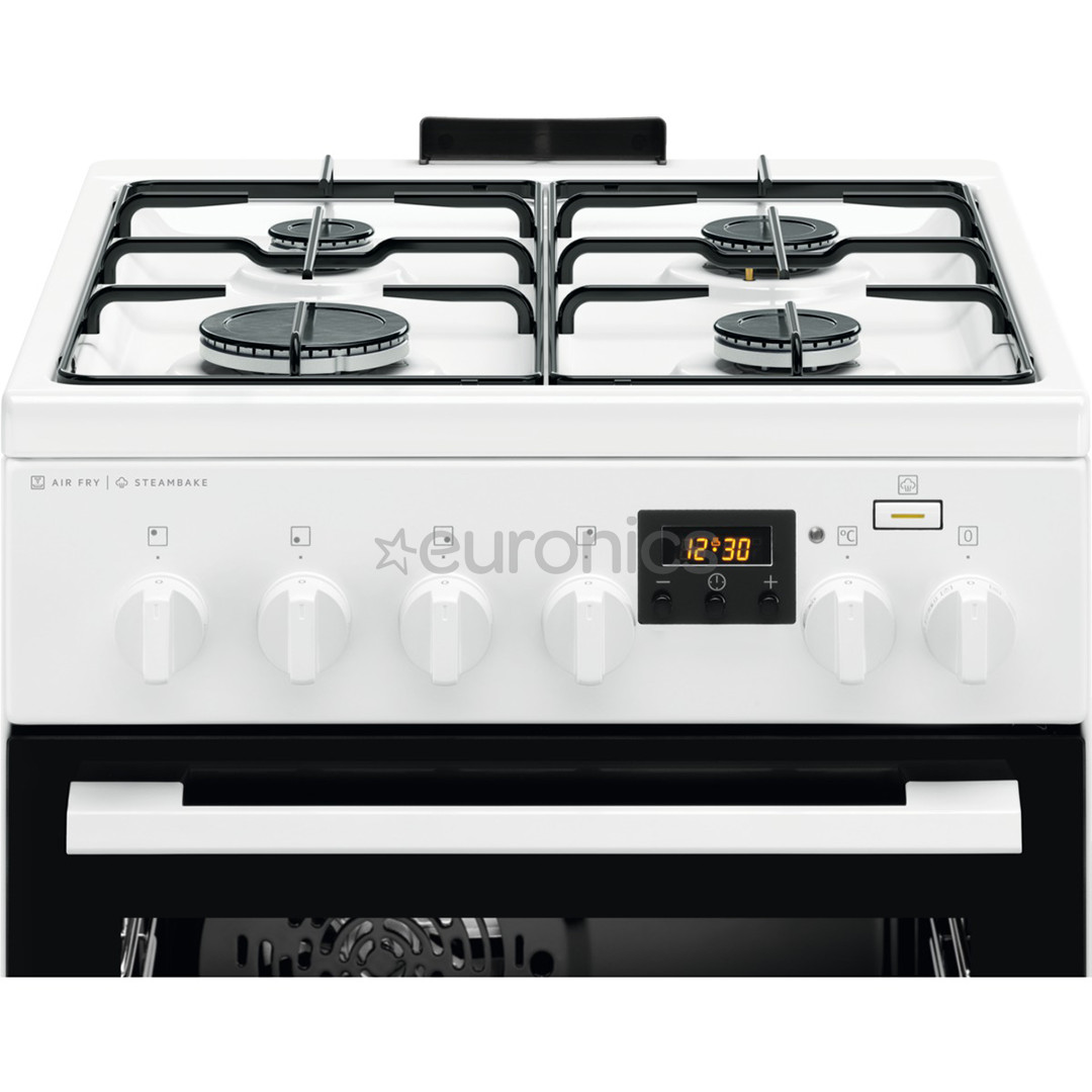 Electrolux 600 Seeria SteamBake, 58 L, laius 50 cm, valge - Gaasipliit elektriahjuga