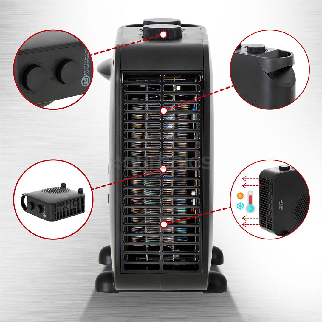 Adler, 2000 Вт, черный - Термовентилятор