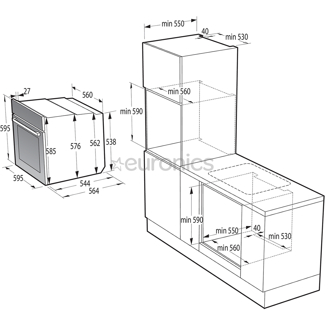 Gorenje, 77 L, katalüütiline puhastus, must - Integreeritav ahi