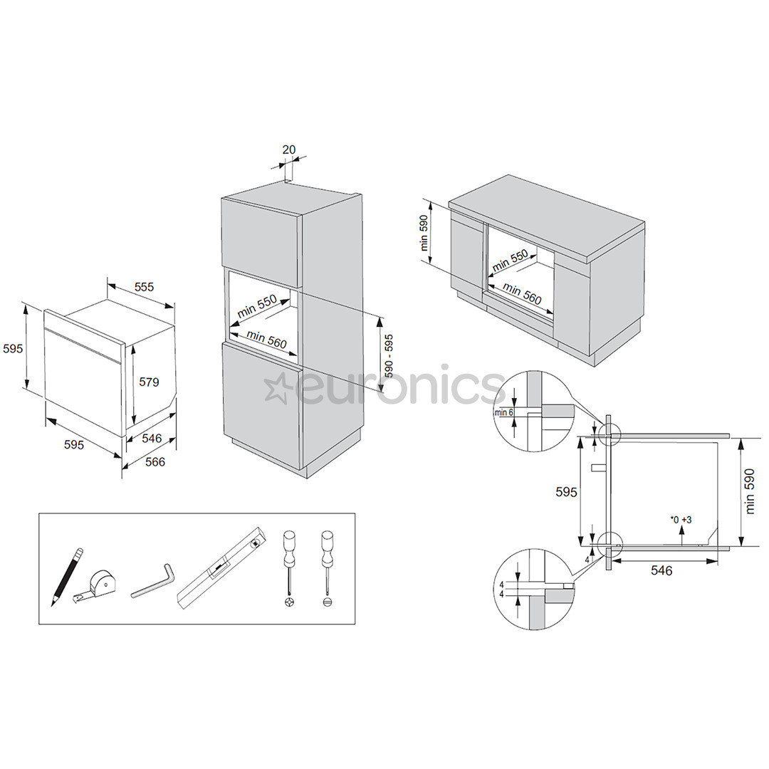 Asko, 73 L, must - Integreeritav auruahi