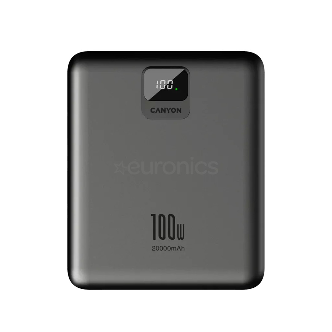 Canyon PB-2008, 100 W, 20000 mAh, tumehall - Akupank