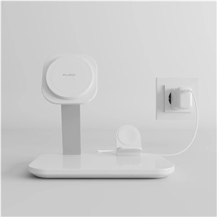 Puro Mag Station 3-in-1 Desk Stand, MagSafe, Qi2, white - Charging dock