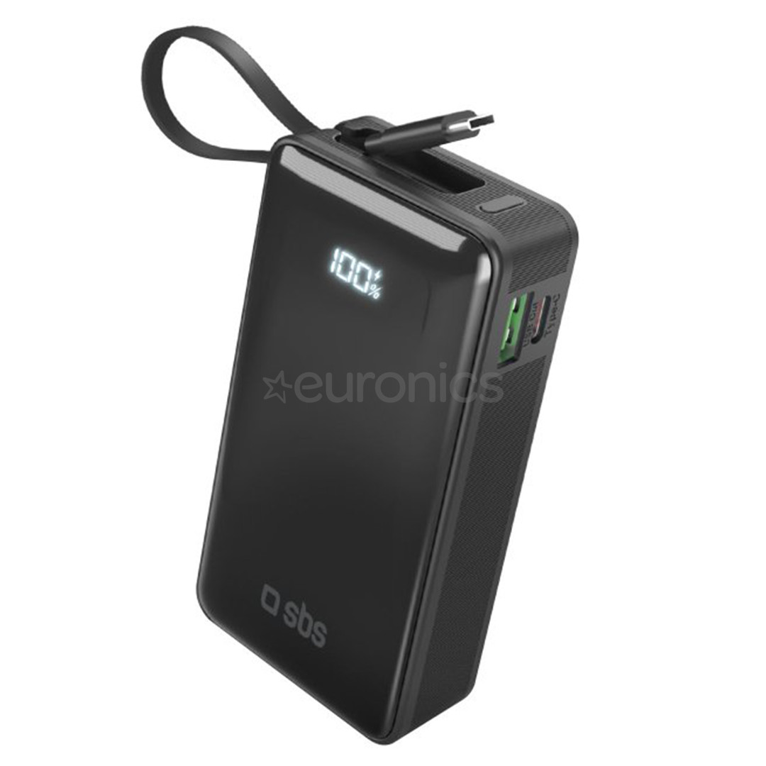 SBS LCD Power Bank, 10000 mAh, must - Akupank