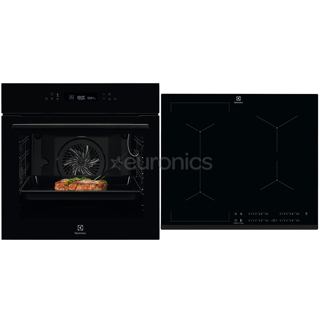Electrolux, 71 L, black - Built-in oven + induction hob