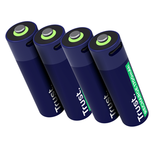 Trust USB-C rechargeable AA batteries, 4-pakk - Laetavad patareid