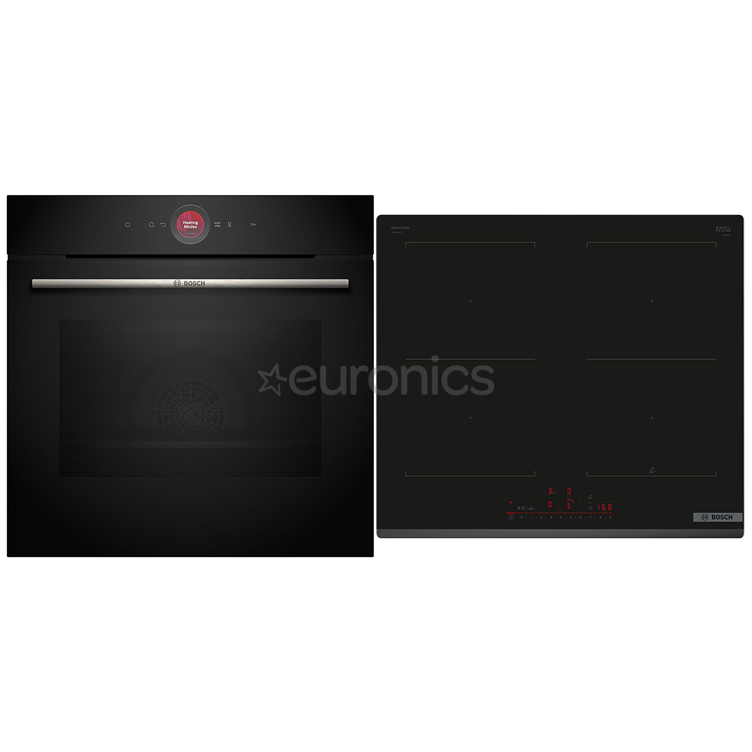 Bosch, 71 L, black - Built-in oven + induction hob