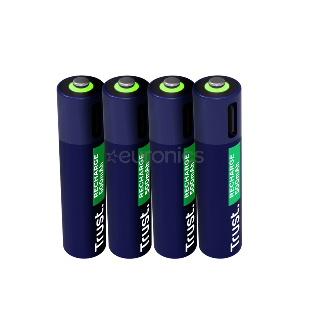 Trust USB-C rechargeable AAA batteries, 4-pakk - Laetavad patareid