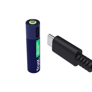 Trust USB-C rechargeable AAA batteries, 2-pakk - Laetavad patareid