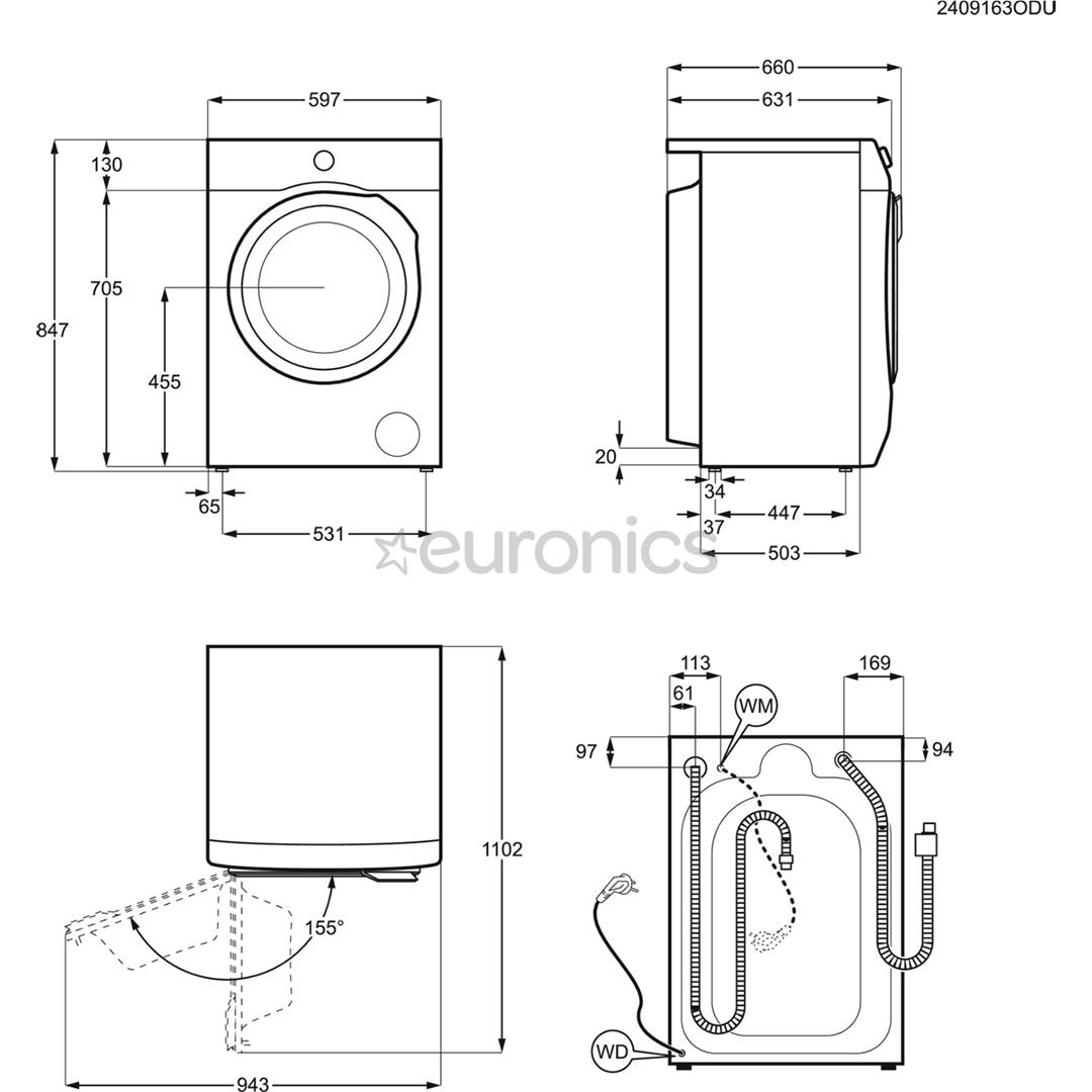 Electrolux 800 UltraCare AutoDose, 10 kg, depth 63.6 cm, 1400 rpm - Front load washing machine