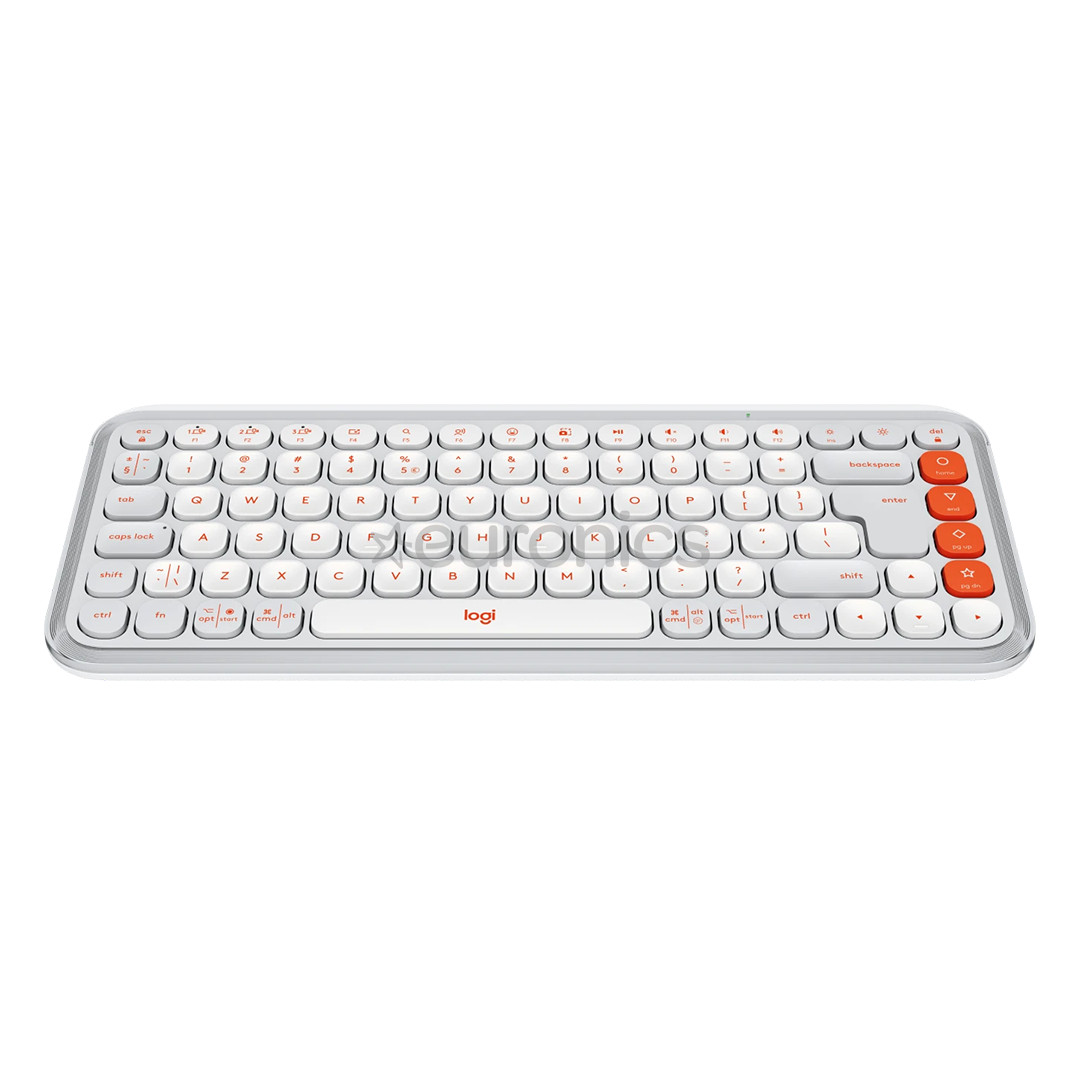 Logitech POP Icon Keys, US, valge/oranž - Juhtmevaba klaviatuur