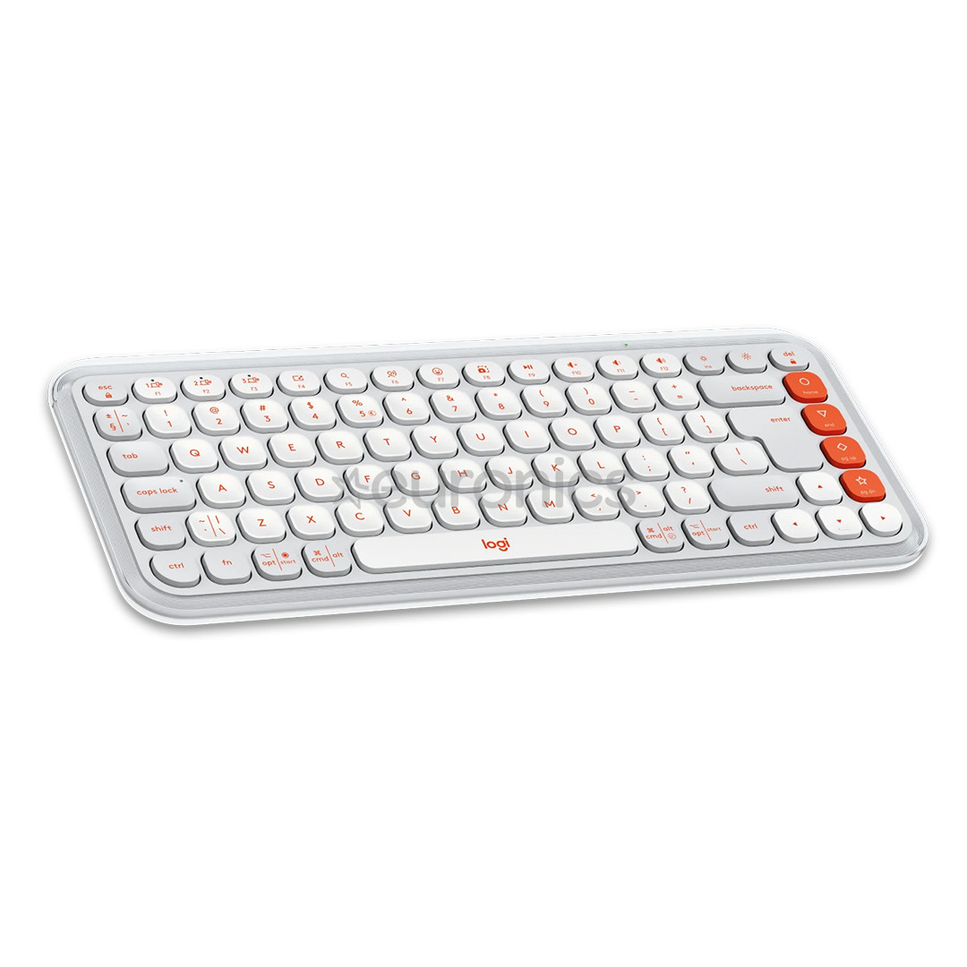 Logitech POP Icon Keys, US, valge/oranž - Juhtmevaba klaviatuur