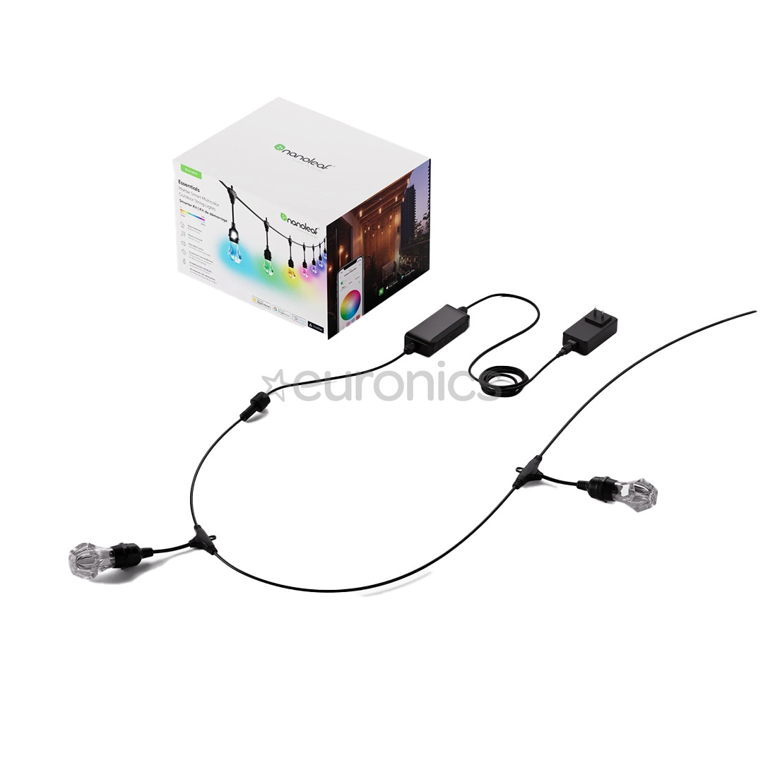 Nanoleaf Matter Smart Outdoor String Lights Starter Kit, 15 м, RGB, черный - Светодиодный шнур