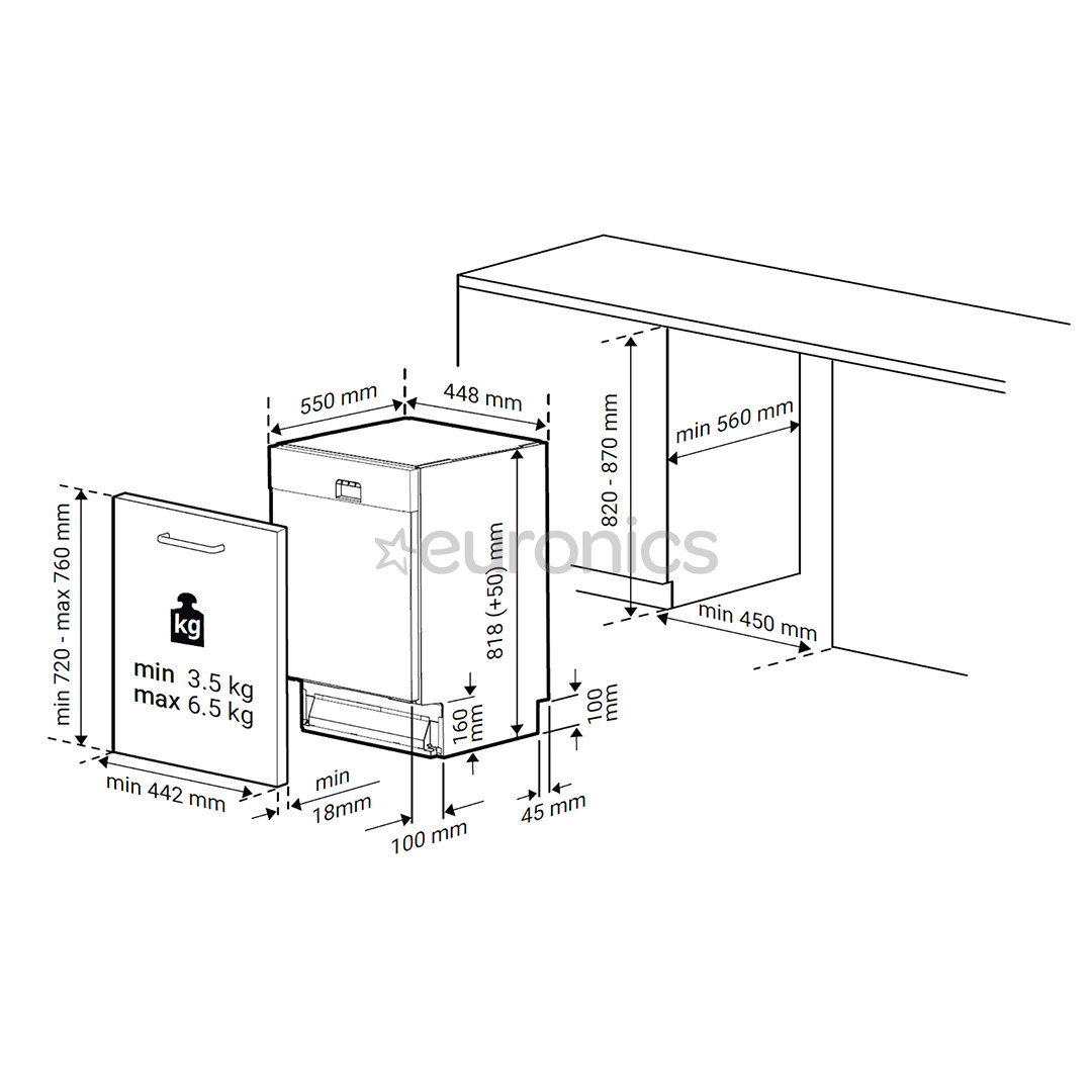Beko, 10 place settings - Built-in dishwasher