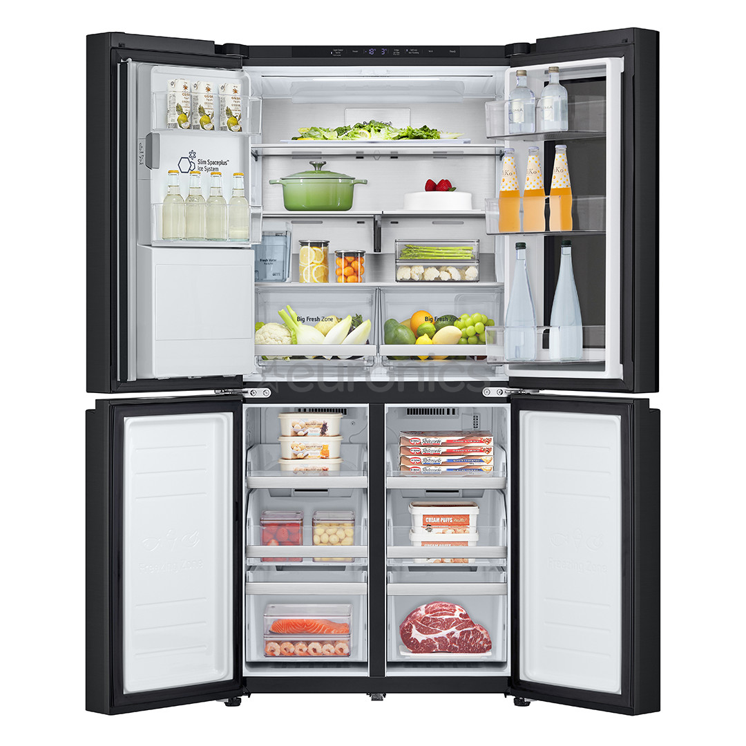 LG, NoFrost, Instaview, 508 л, высота 179 см, черный - SBS-холодильник