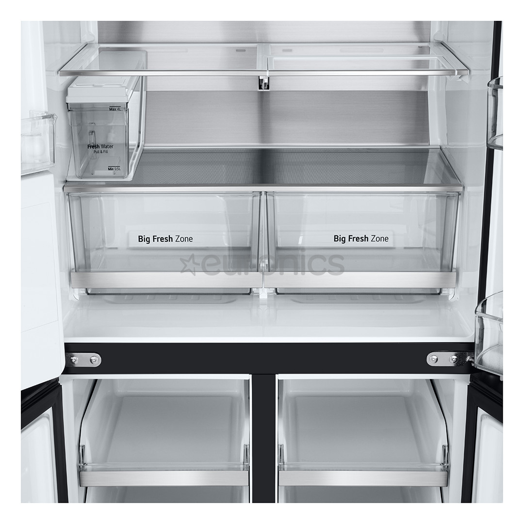 LG, NoFrost, Instaview, 508 л, высота 179 см, черный - SBS-холодильник