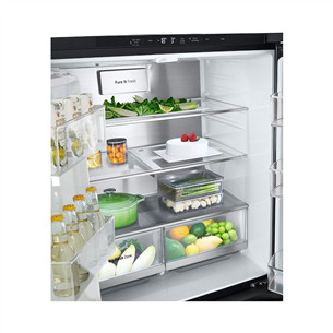 LG, NoFrost, Instaview, 508 л, высота 179 см, черный - SBS-холодильник