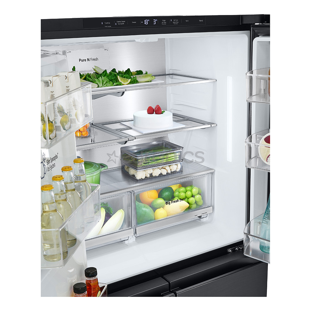 LG, NoFrost, 638 L, height 180 cm, black - SBS-Refrigerator