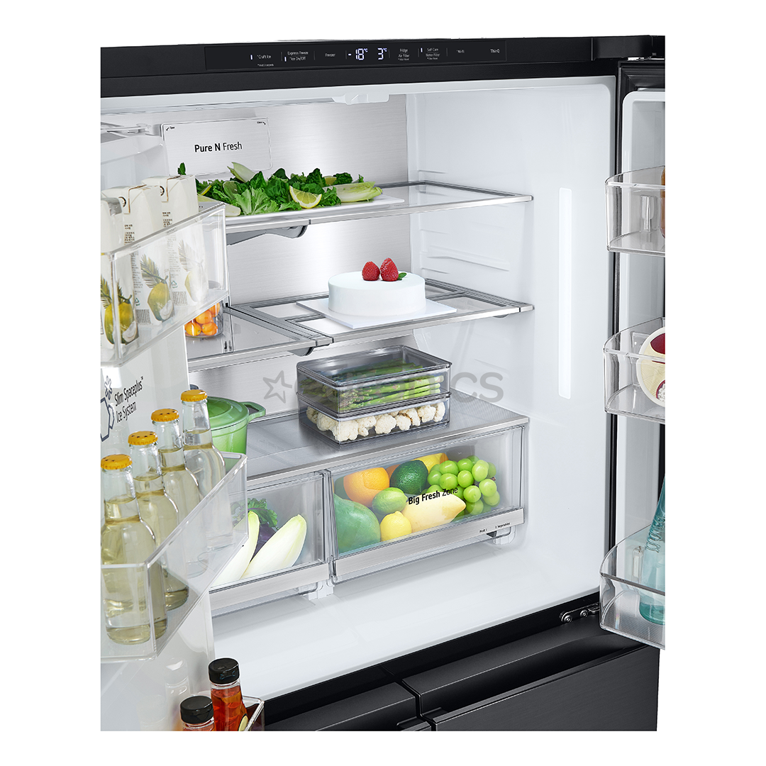 LG, NoFrost, 638 л, высота 180 см, черный - SBS-холодильник