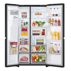 LG, Water & Ice Dispenser, 641 L, height 179 cm, black - SBS-Refrigerator