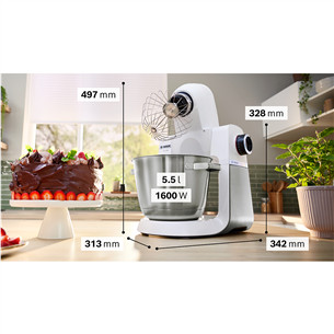 Bosch, Series 6, 1600 W, white - Kitchen machine