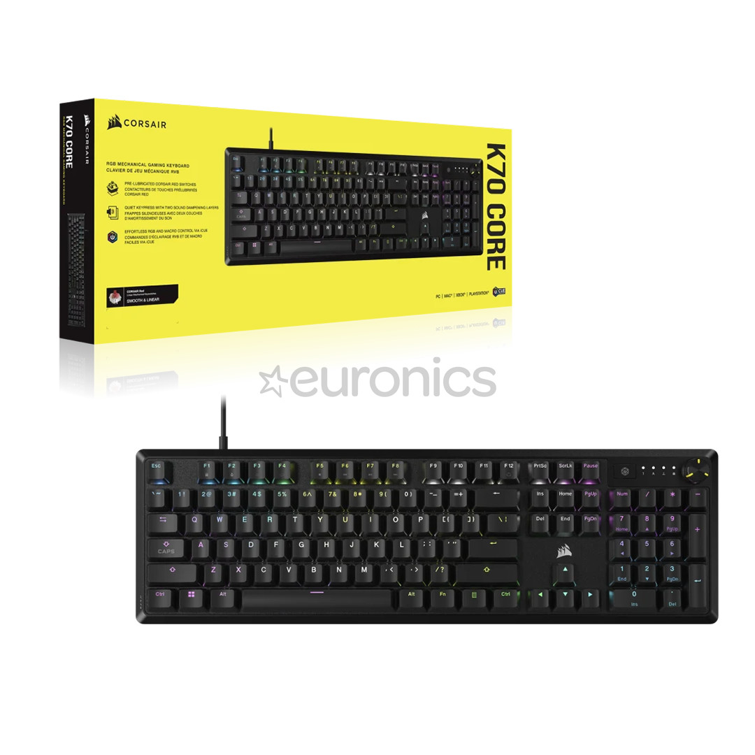 Corsair K70 Core RGB, ENG, must - Klaviatuur