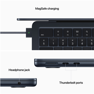 Apple MacBook Air 13" (2022), M2 8C/8C, 16 GB, 256 GB, ENG, must - Sülearvuti