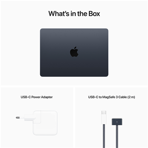 Apple MacBook Air 13" (2022), M2 8C/8C, 16 GB, 256 GB, ENG, must - Sülearvuti