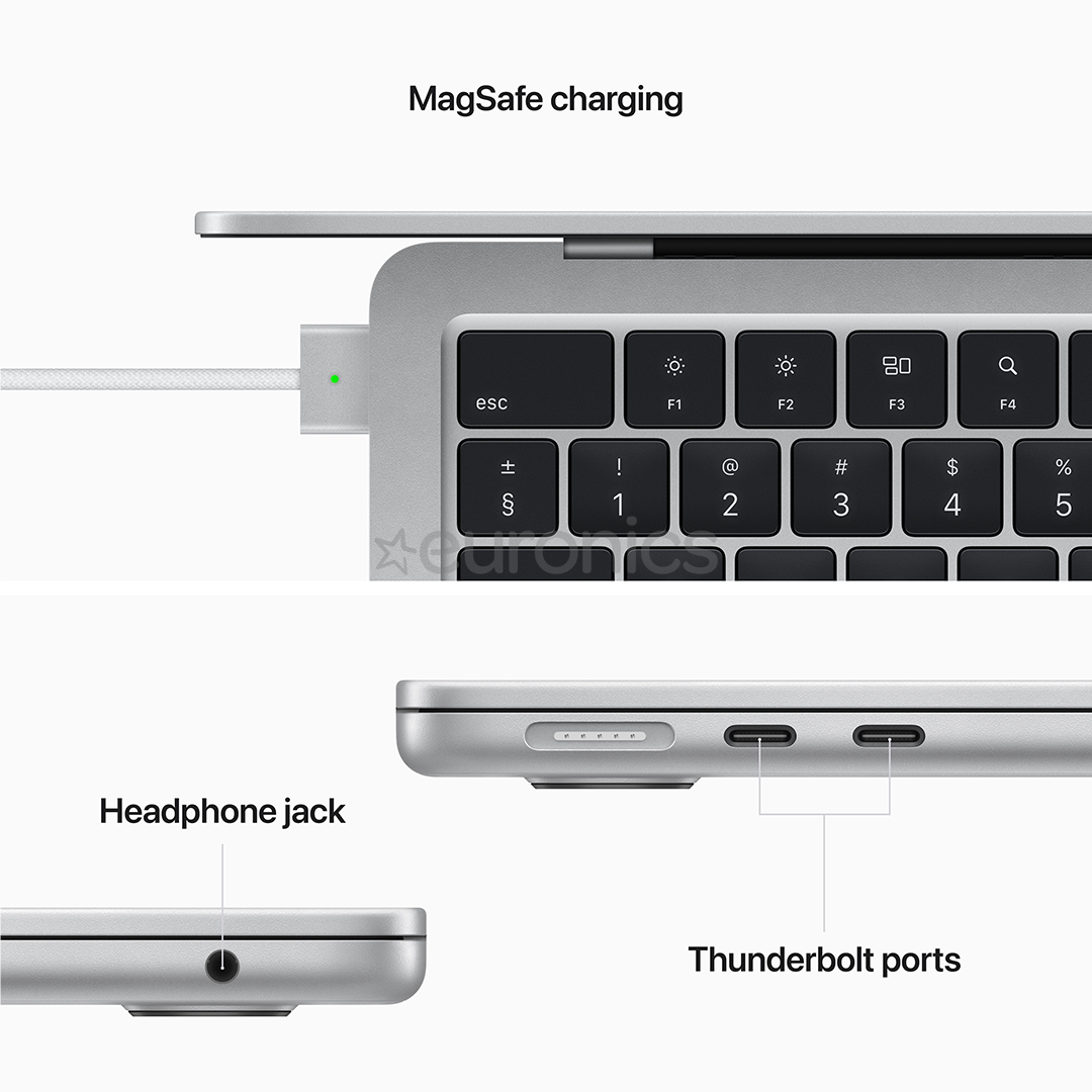 Apple MacBook Air 13 (2022), M2 8C/8C, 16 ГБ, 256 ГБ, ENG, серебристый - Ноутбук