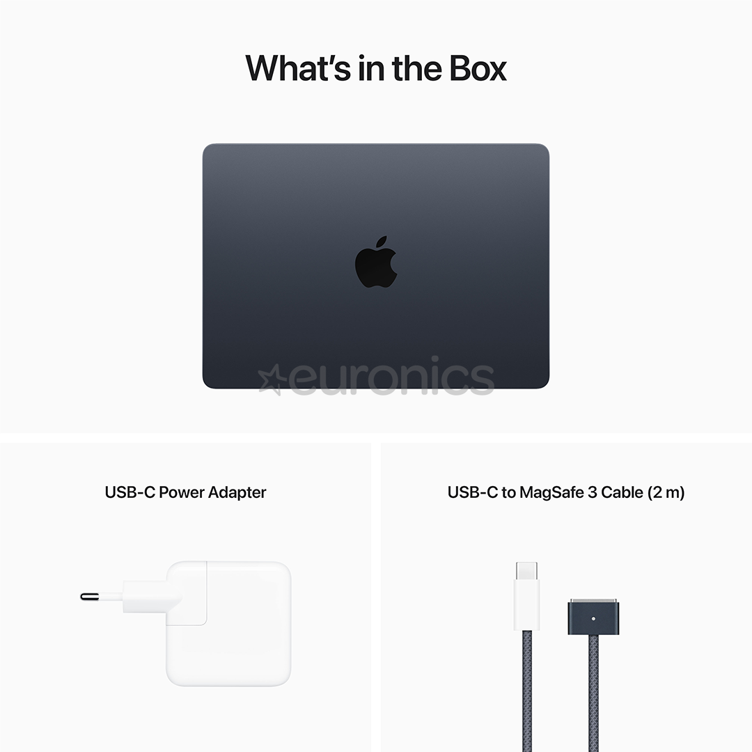 Apple MacBook Air 13" (2024), M3 8C/10C, 24 ГБ, 512 ГБ, ENG, черный - Ноутбук