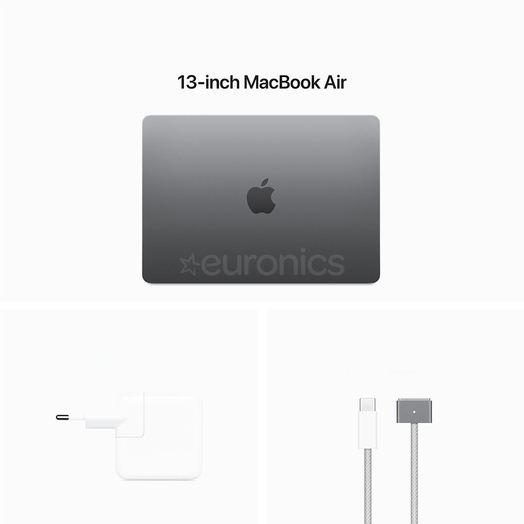Apple MacBook Air 13'' (2024), M3 8C/8C, 16 ГБ, 256 ГБ, SWE, серый - Ноутбук