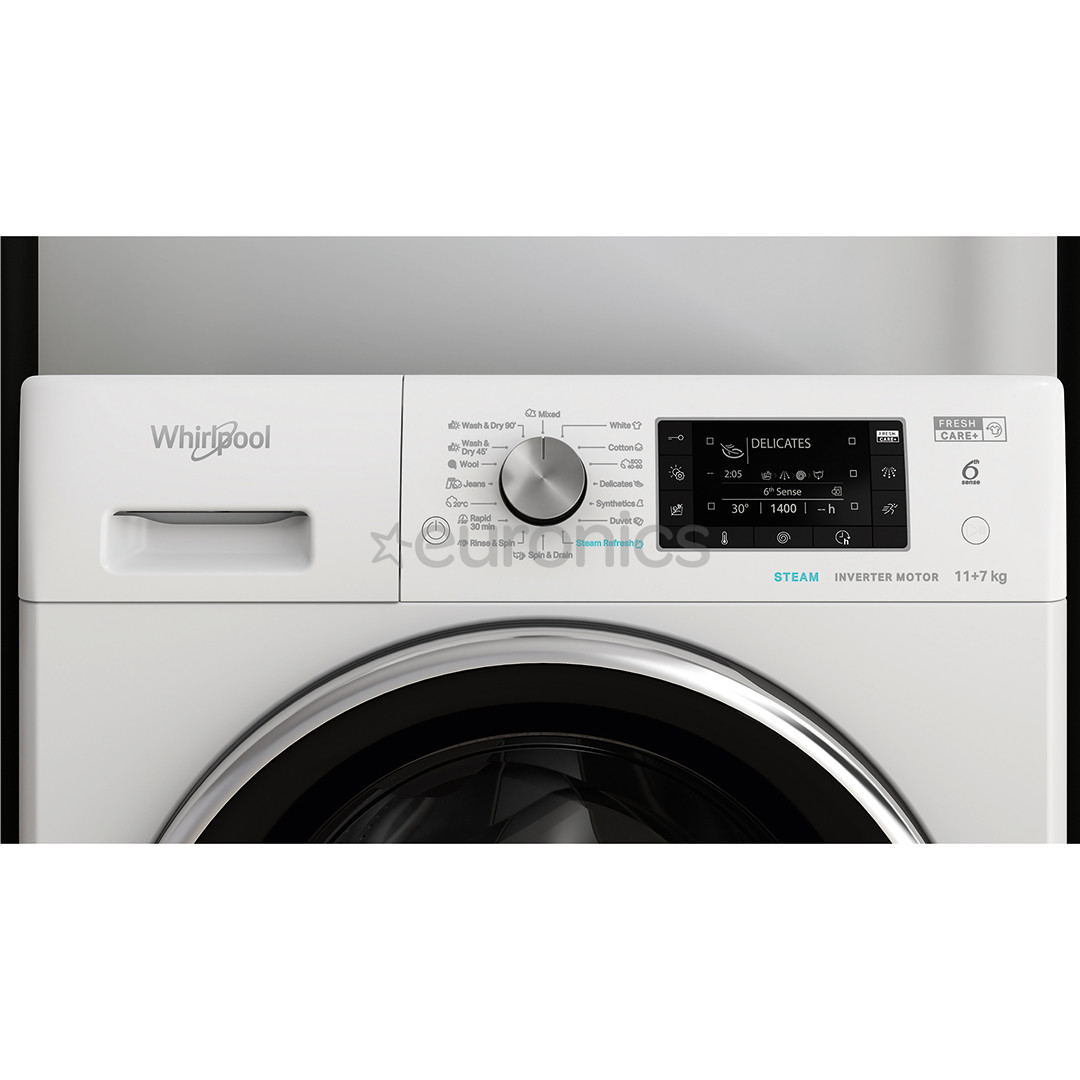 Whirlpool, 11 kg / 7 kg, sügavus 60.5 cm, 1600 p/min - Kuivatiga pesumasin