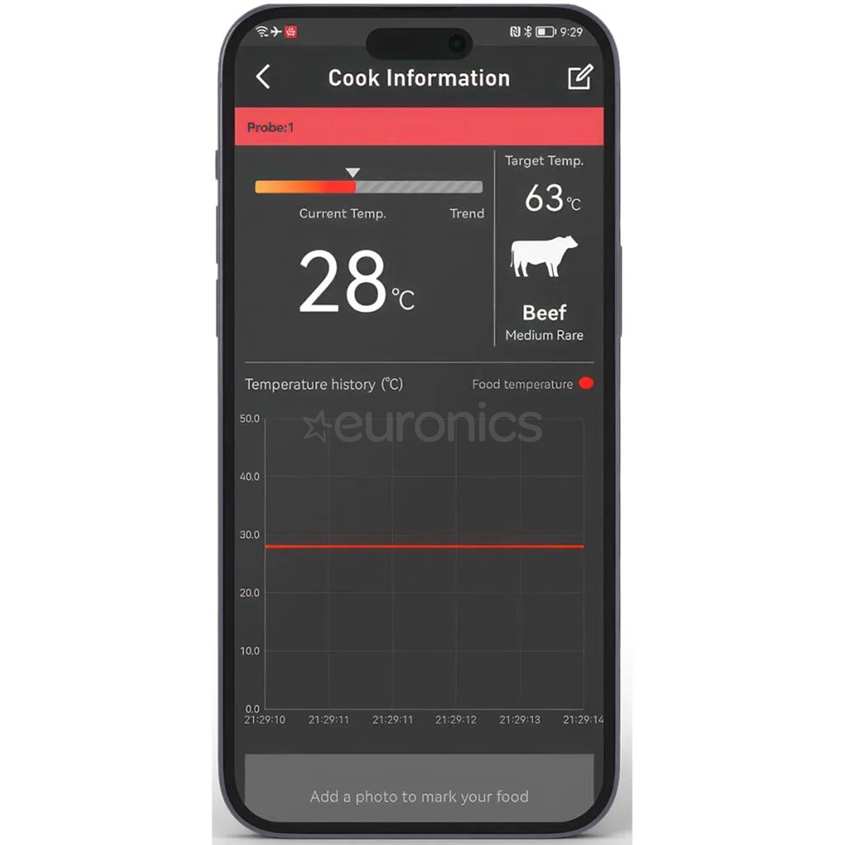 HerQs Dome thermometer, must - Nutikas küpsetustermomeeter