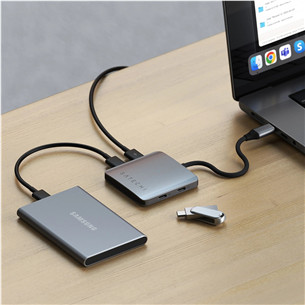 Satechi 4-Port USB-C Hub, Power Delivery, серый - USB-хаб