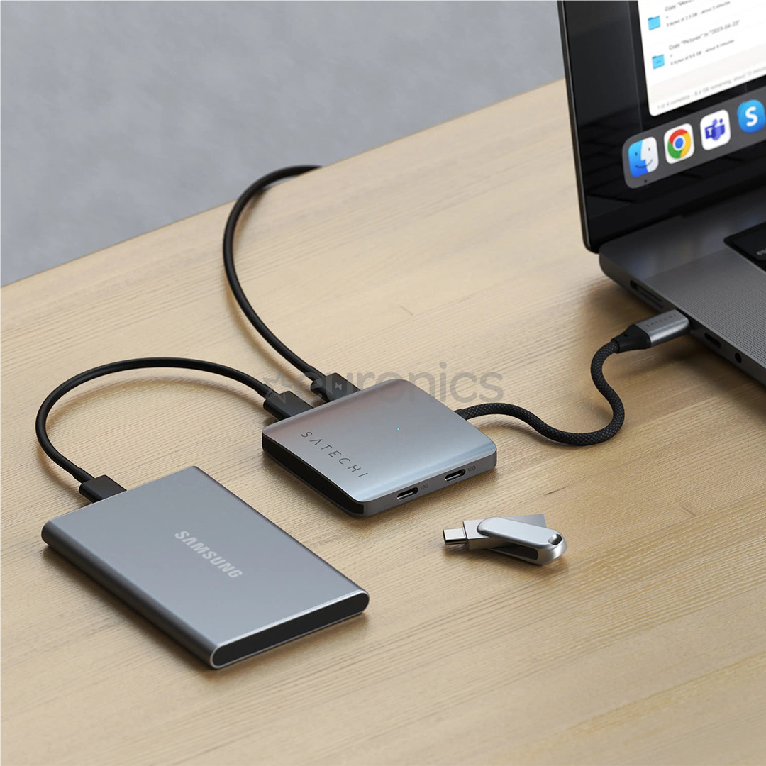 Satechi 4-Port USB-C Hub, Power Delivery, серый - USB-хаб