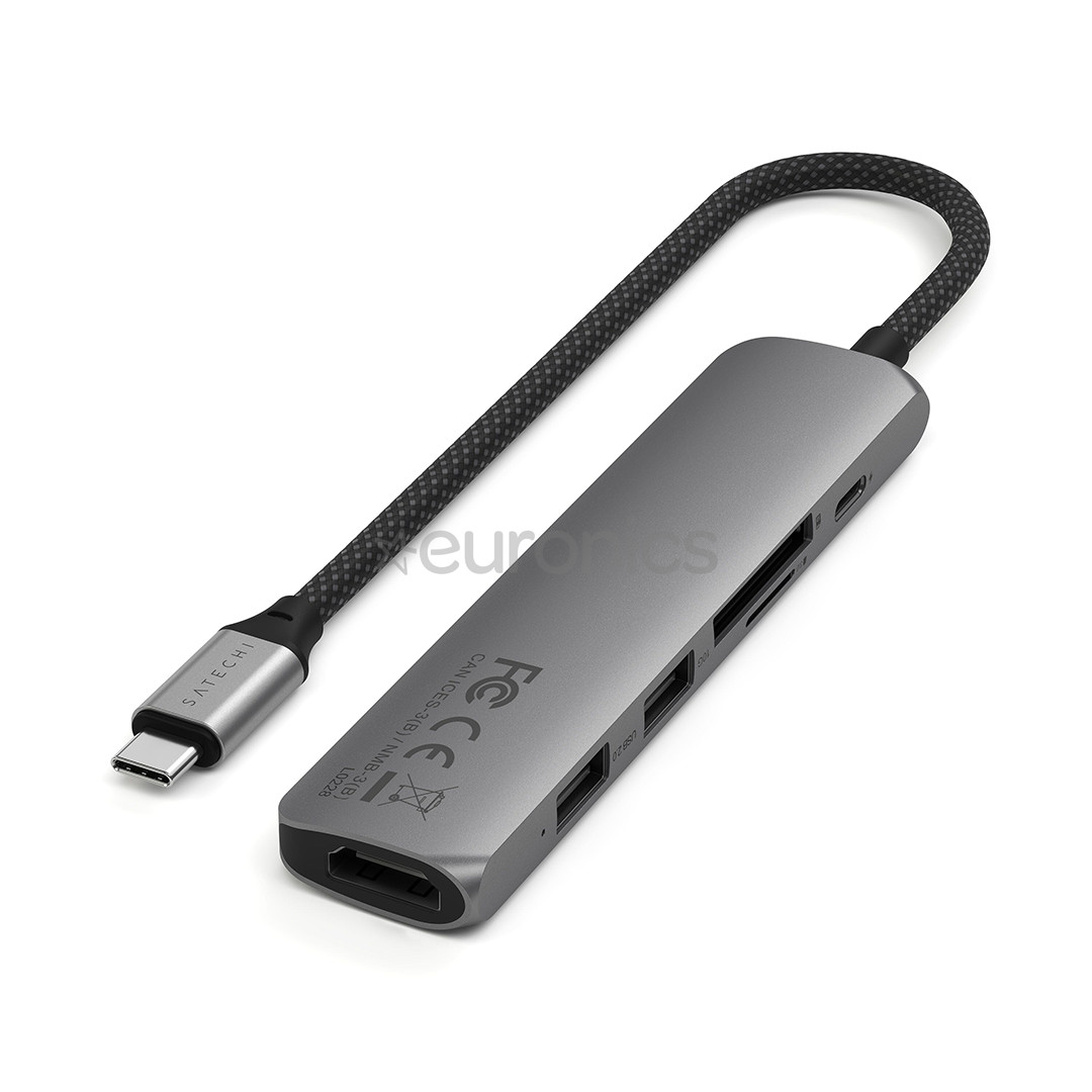 Satechi 6-in-1 USB-C Slim Multiport Adapter, серый - USB-хаб