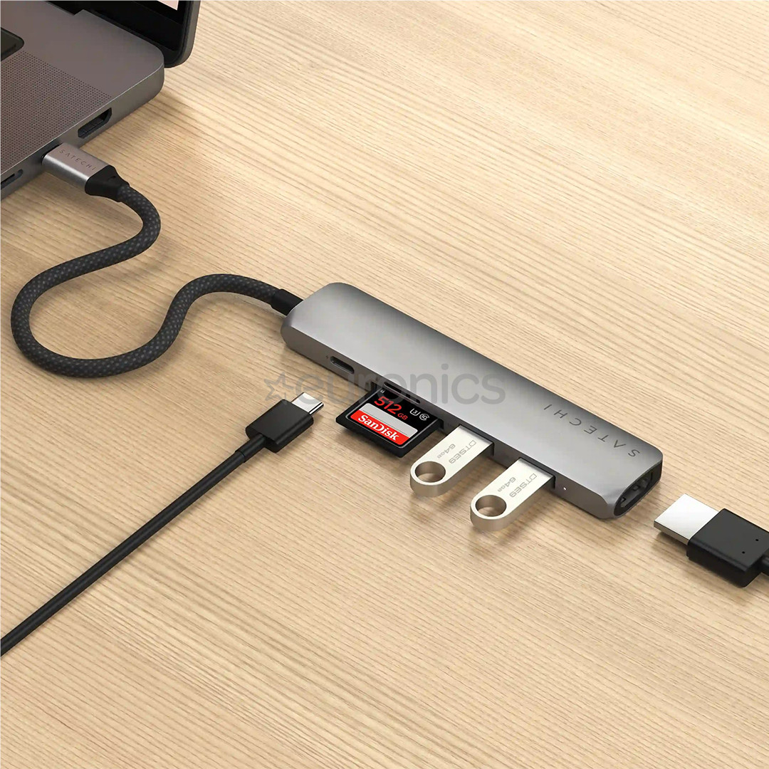 Satechi 6-in-1 USB-C Slim Multiport Adapter, серый - USB-хаб