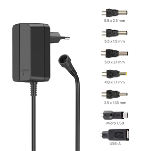 Hama Universal Switchable Power Supply Unit, 1 A, 12 W, must - Vooluadapter
