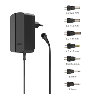 Hama Universal Switchable Power Supply Unit, 1.5 A, 24 W, must - Vooluadapter