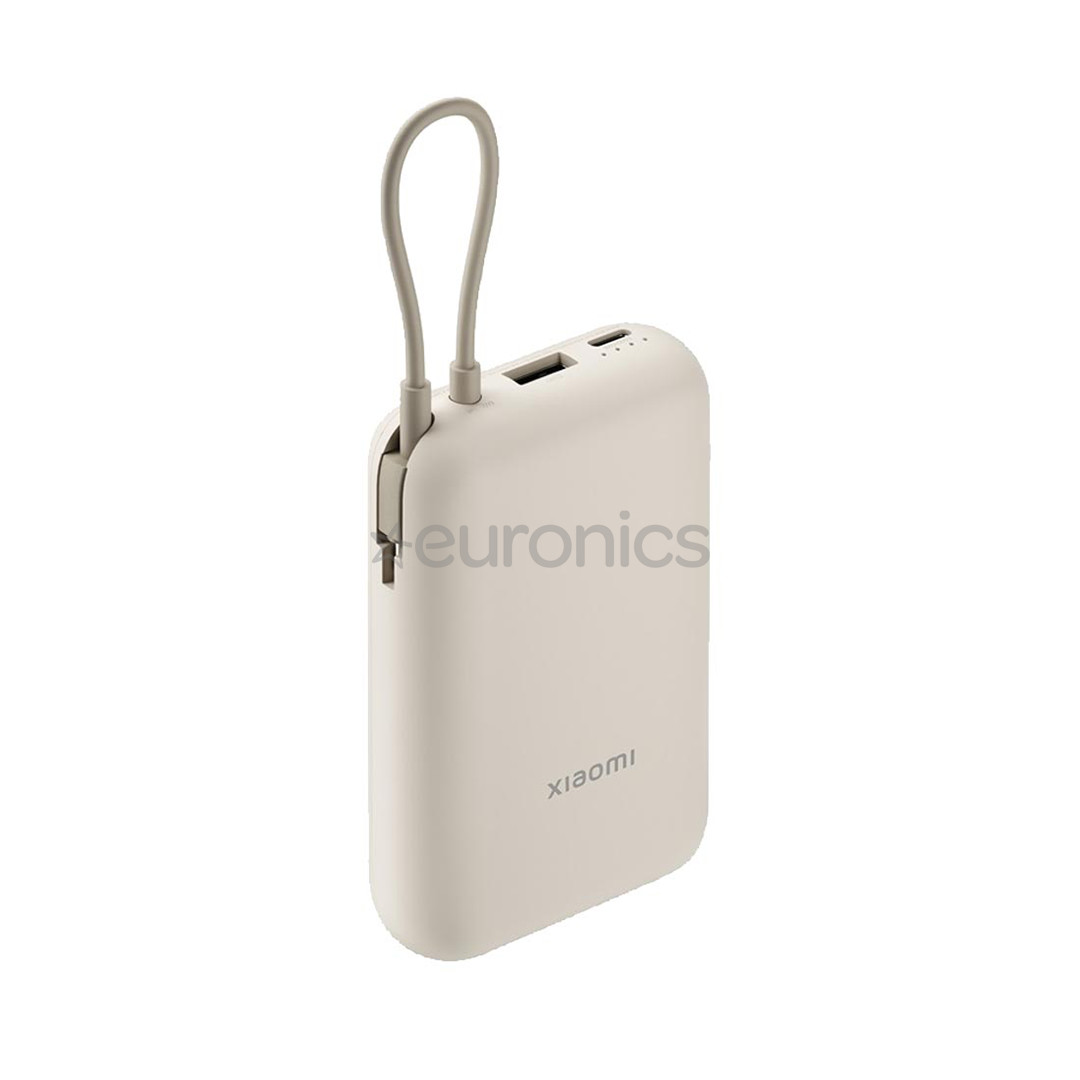 Xiaomi Power Bank, integreeritud kaabel, 10000 mAh, beež - Akupank