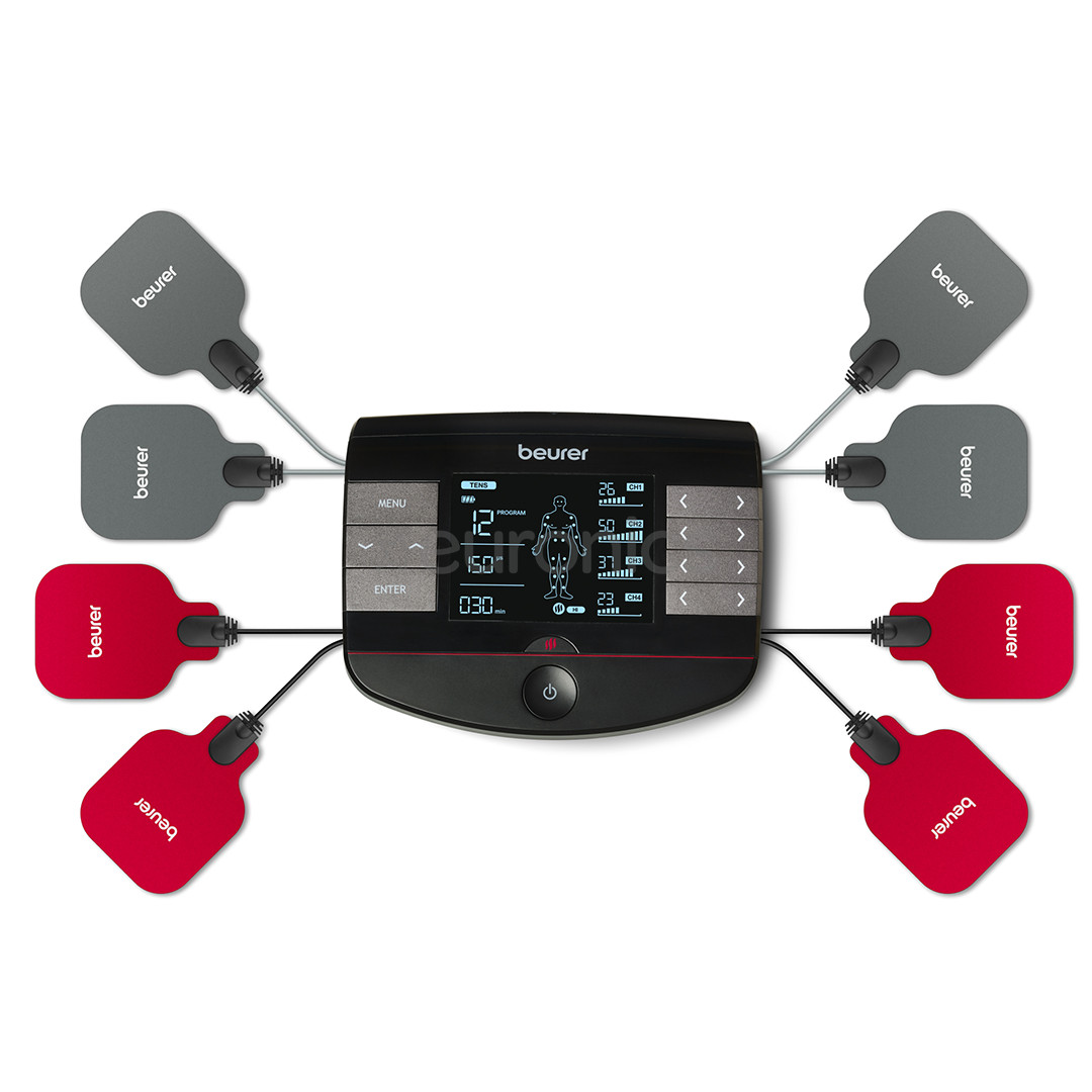 Beurer 4-in-1, heat function, black - Digital TENS/EMS device